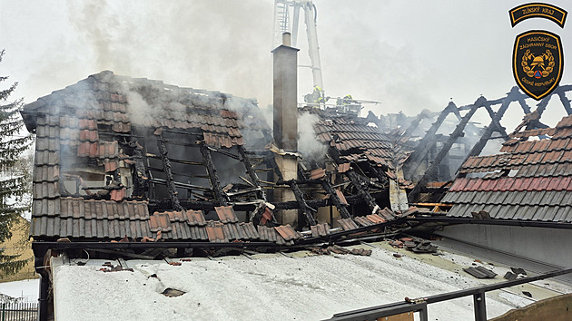 Vystrašení psi při požáru rodinného domu pokousali hasiče i majitele